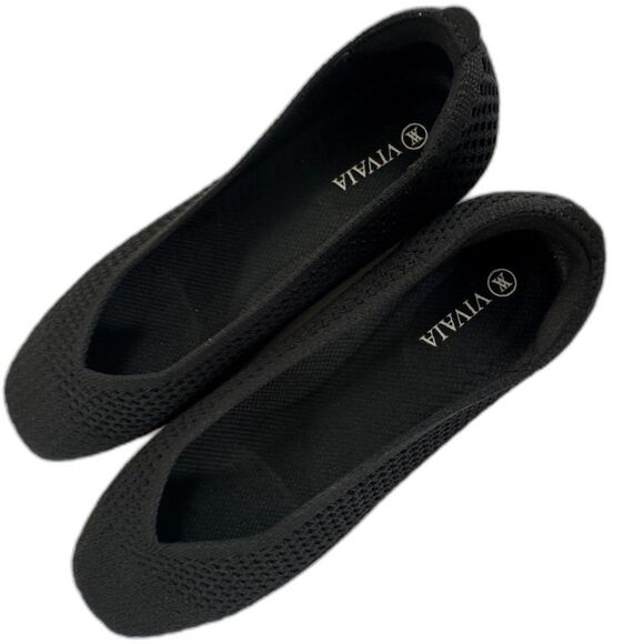 Vivaia Margo 2.0 Black Mesh Square Toe V-Cut Ballet Flat Comfort EU Size 38.5 - Picture 4 of 12